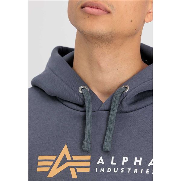 Alpha Industries Mikina Label s kapucí šedá, XL