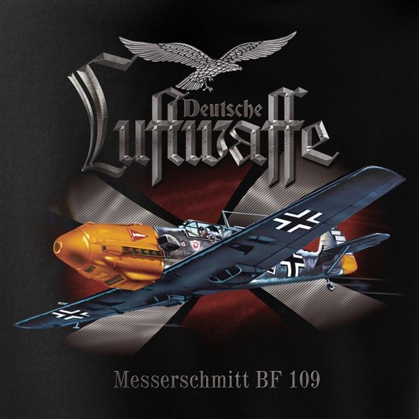 ANTONIO T-shirt with aircraft MESSERSCHMITT BF 109 De, black, XXL