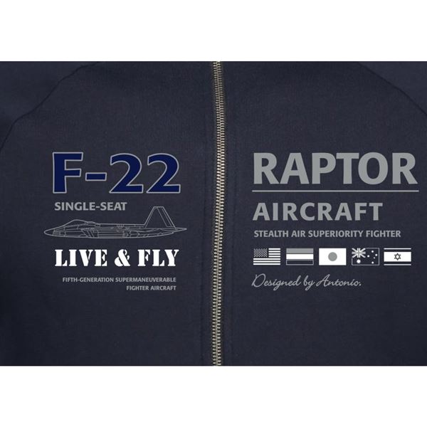 ANTONIO Sweatshirt with aircraft F-22 RAPTOR, XXL