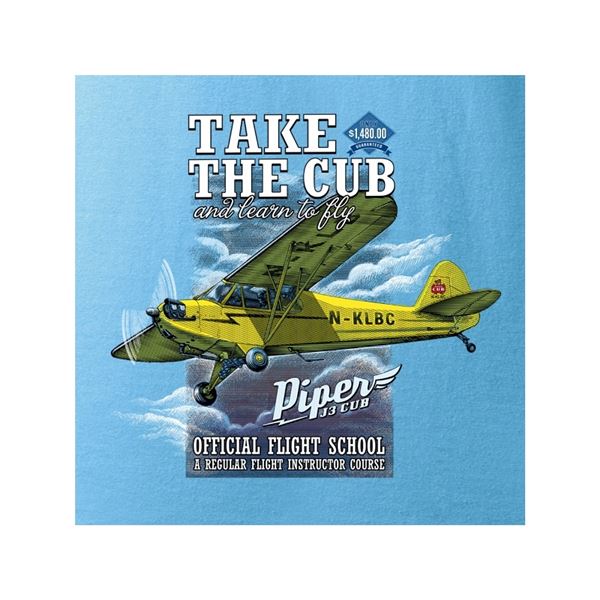 ANTONIO T-Shirt with PLANE PIPER J-3 CUB, light blue, M