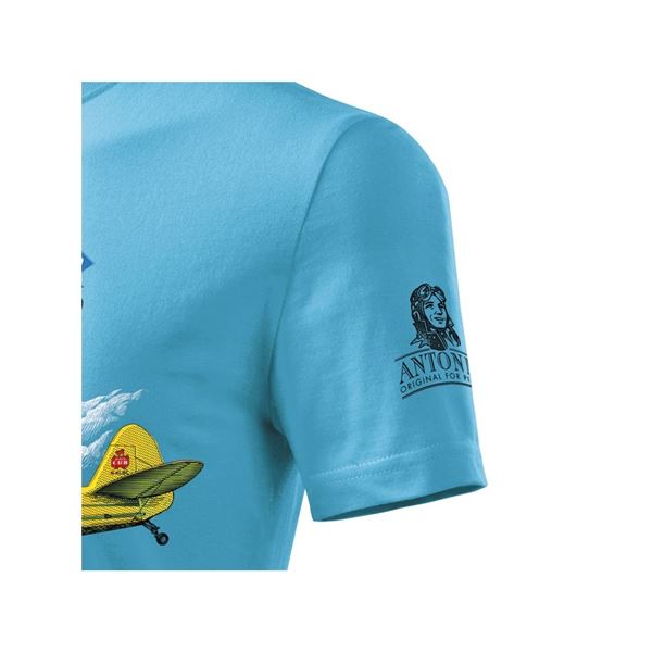 ANTONIO T-Shirt with PLANE PIPER J-3 CUB, light blue, M