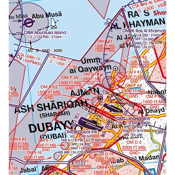 SAE-Katar-Bahrajn VFR mapa 2024