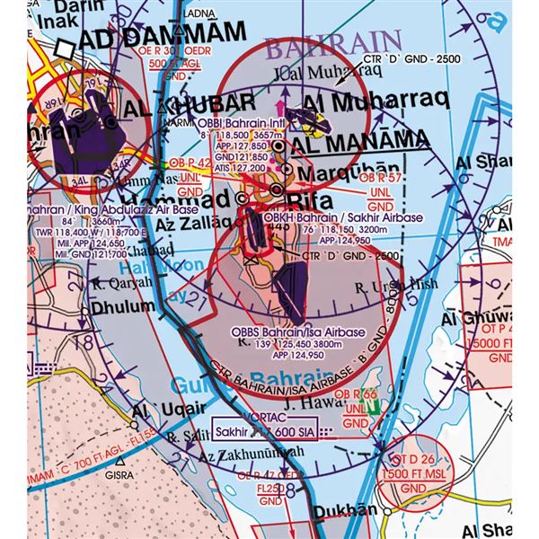 SAE-Katar-Bahrajn VFR mapa 2024