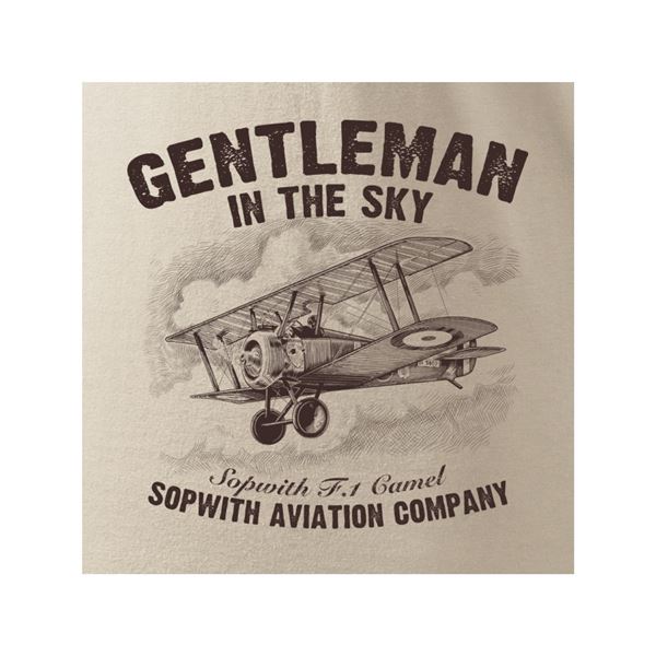 ANTONIO T-Shirt with a biplane SOPWITH F-1 CAMEL, beige, M