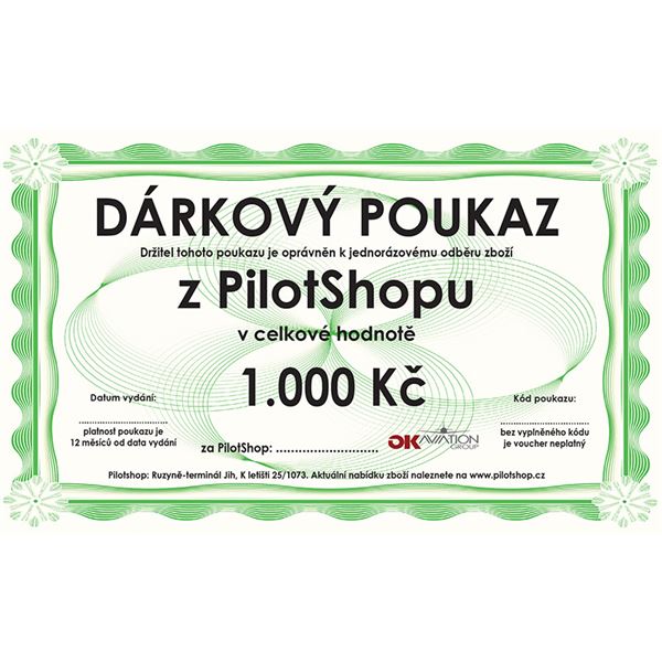 Dárkový poukaz Pilotshop 1000,- Kč