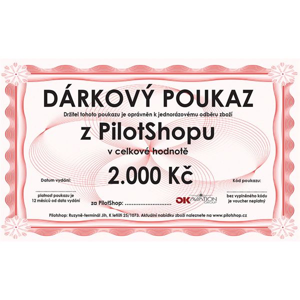 Dárkový poukaz Pilotshop 2000,- Kč