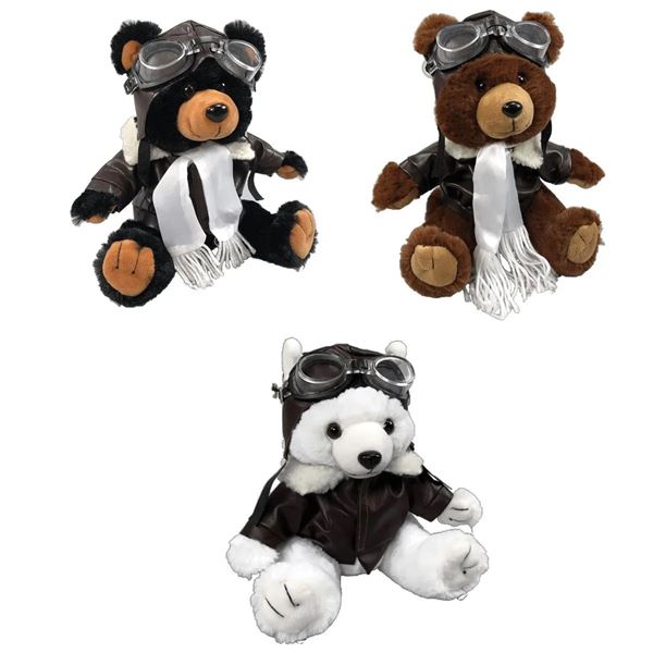 Aviator Teddy Bear - black