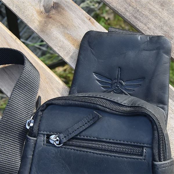 Kožený crossbag Federico "Křídla" černý