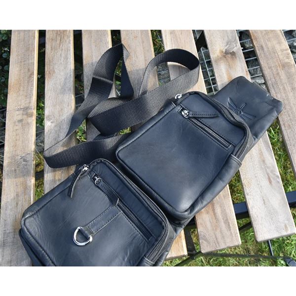 Kožený crossbag Federico "Křídla" černý