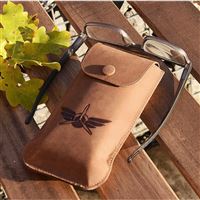 Kožené pouzdro na brýle Křídla hnědé