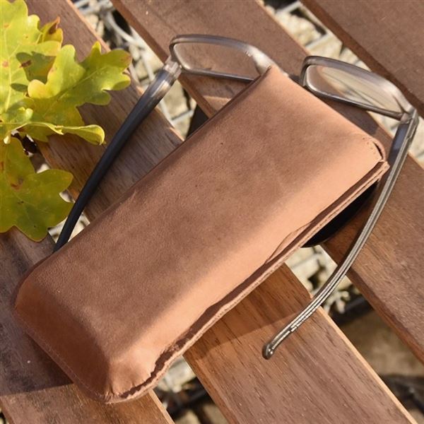 Kožené pouzdro na brýle Křídla hnědé