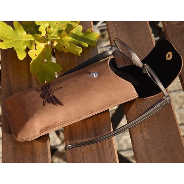 Kožené pouzdro na brýle Křídla hnědé