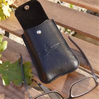 Leather Glasses Case Wings black