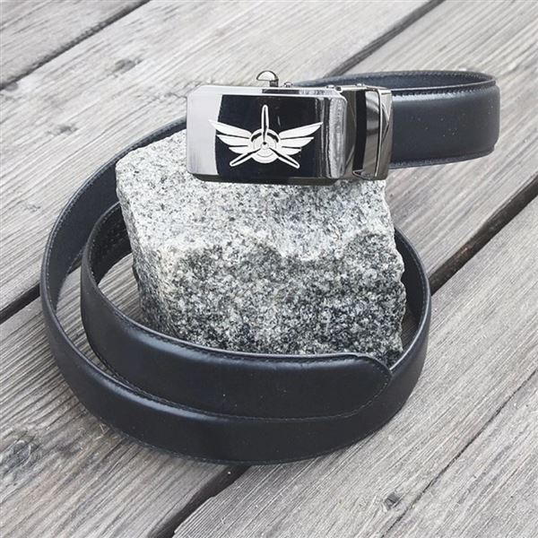 Leather Belt Wings metal buckle 100 cm, black
