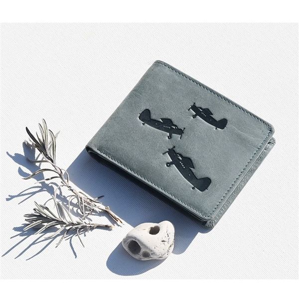 Leather wallet Dark-blue World