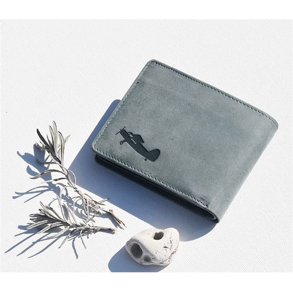 Leather wallet Dark-blue World