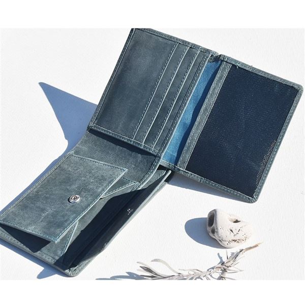 Leather wallet Dark-blue World