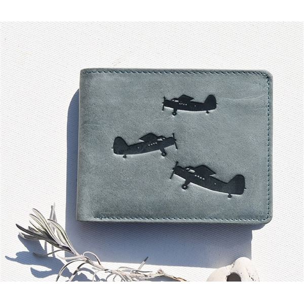 Leather wallet Dark-blue World