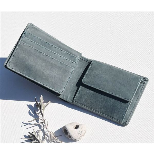 Leather wallet Dark-blue World