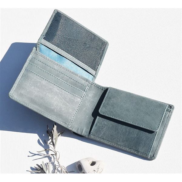 Leather wallet Dark-blue World