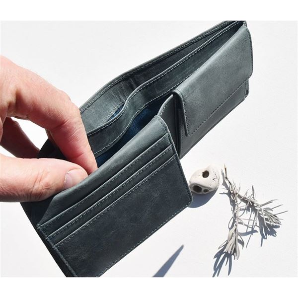 Leather wallet Dark-blue World