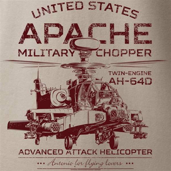 ANTONIO T-shirt helicopter APACHE AH-64D, M