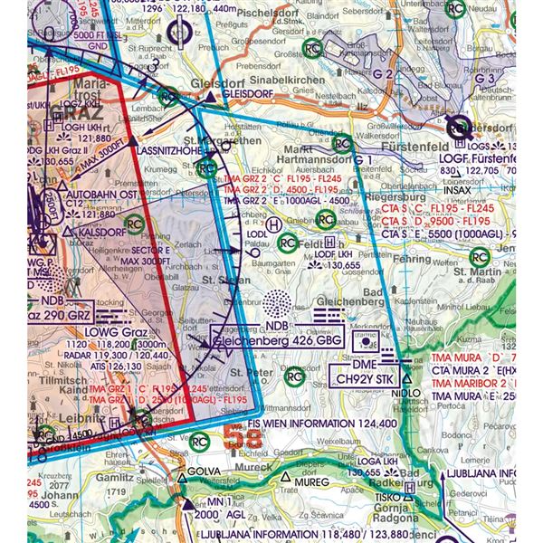 Rakousko VFR ICAO mapa 2024