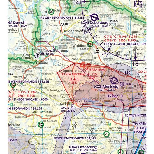 Rakousko VFR ICAO mapa 2024