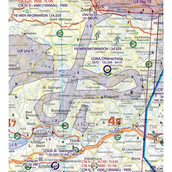 Rakousko VFR ICAO mapa 2024