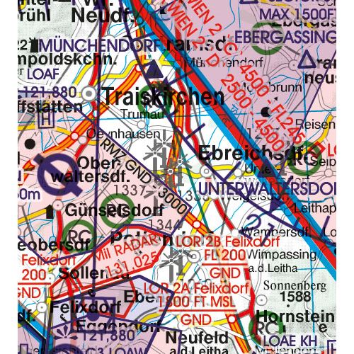 Rakousko VFR mapa 2022 1:500 000