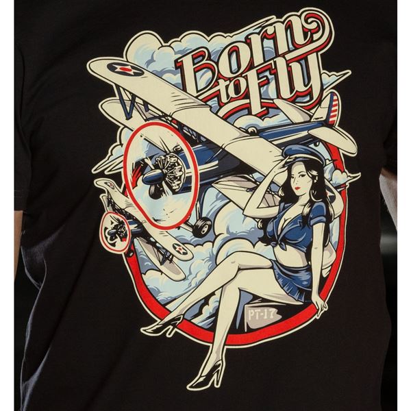 BORN TO FLY T-Shirt STEARMAN Pin-up, M