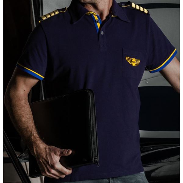 BORN TO FLY Polo tričko PILOT s modrým detailem, L