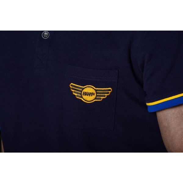 BORN TO FLY Poloshirt PILOT Blue Detail, M