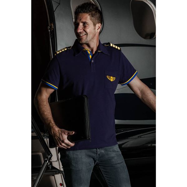BORN TO FLY Polo tričko PILOT s modrým detailem, XL