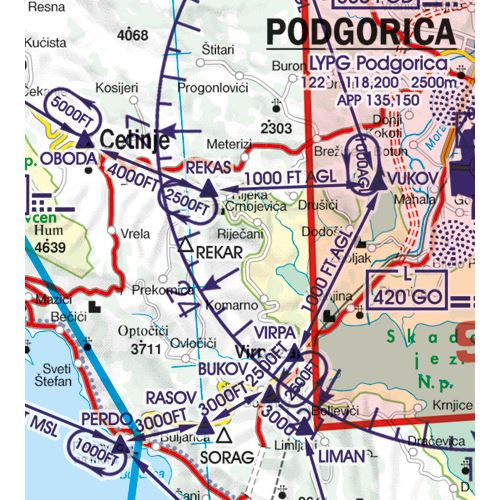 Balkán VFR ICAO mapa 2022