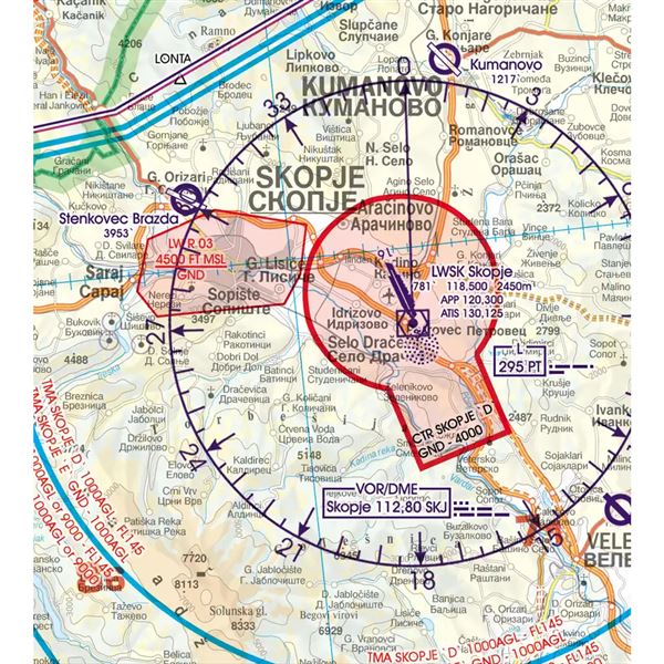 Balkán VFR ICAO mapa 2024