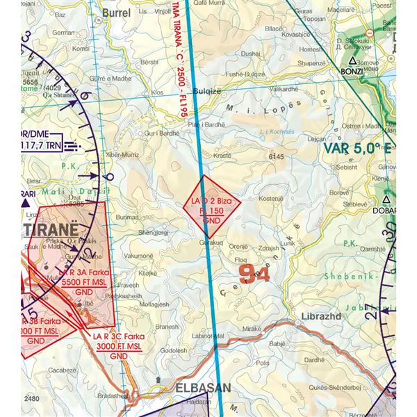 Balkán VFR ICAO mapa 2024