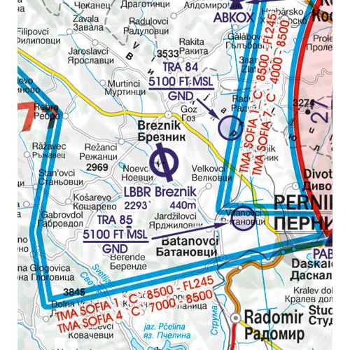 Bulharsko VFR ICAO mapa 2024