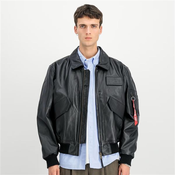 Alpha Industries Kožená bunda CWU Heritage černá, XL
