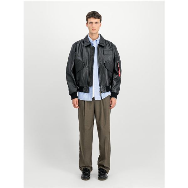 Alpha Industries Kožená bunda CWU Heritage černá, XL
