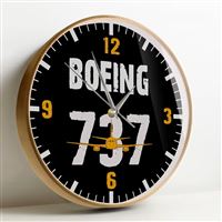 Wall Clock Boeing 737, wood frame