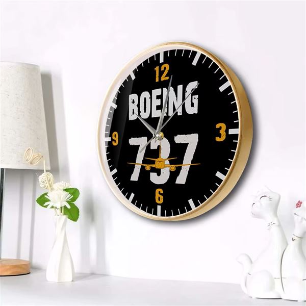Nástěnné hodiny Boeing 737, dřevěný rám