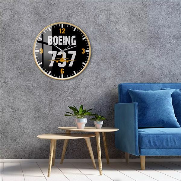 Nástěnné hodiny Boeing 737, dřevěný rám