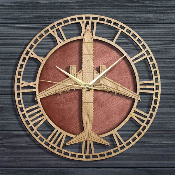 Wall Clock Boeing 737-800, wood decor