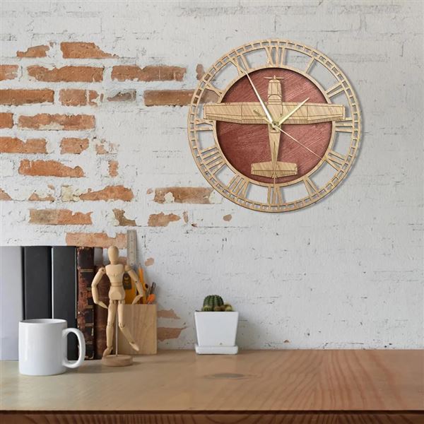 Nástěnné hodiny Cessna, decor dřevo