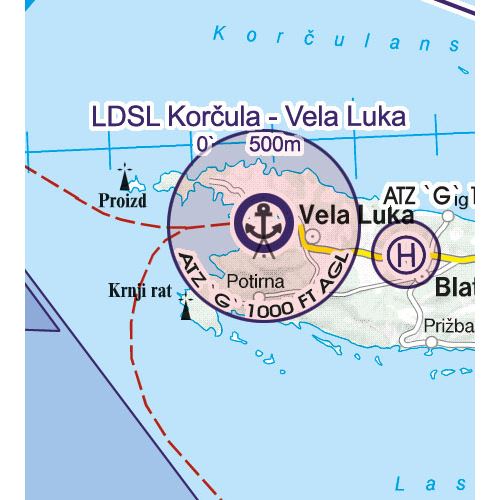 Chorvatsko VFR ICAO mapa 2024