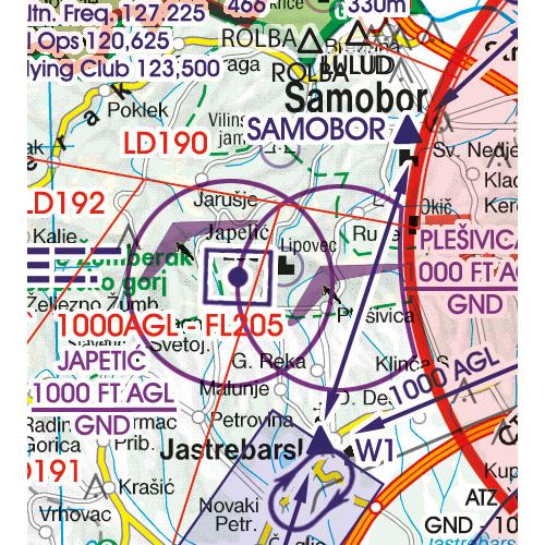 Chorvatsko VFR ICAO mapa 2024