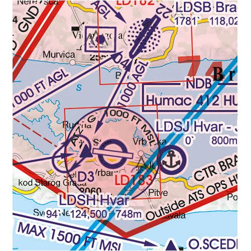 Chorvatsko VFR ICAO mapa 2024