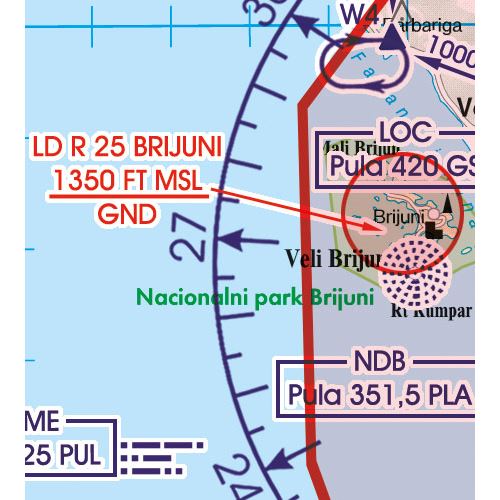 Chorvatsko VFR ICAO mapa 2024