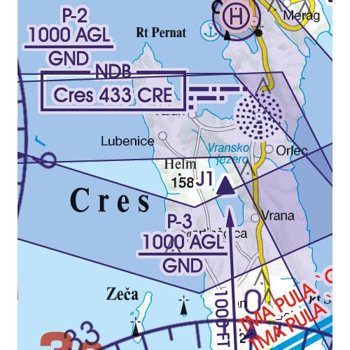 Chorvatsko VFR ICAO mapa 2024